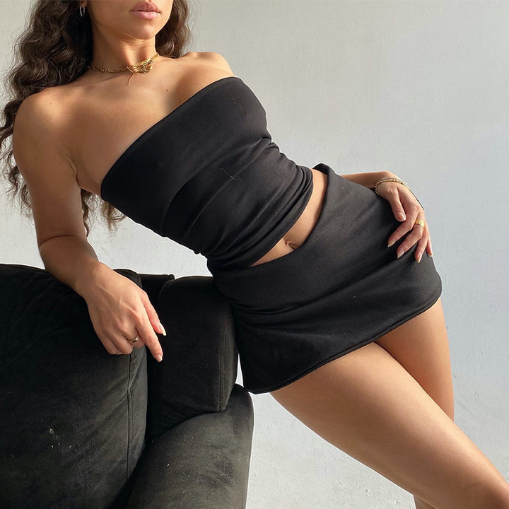 Dame Bandeau top og mini nederdel sæt Stilla