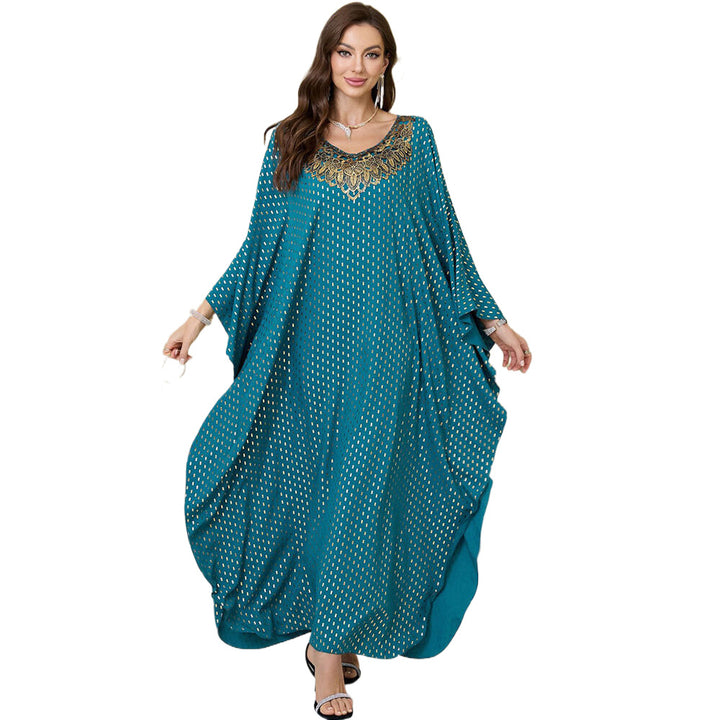 Dame Maxikimono med elegant applikation Stilla