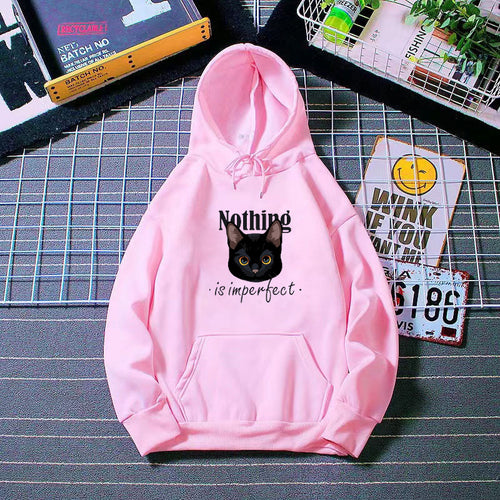 Women's Cozy Hoodie with Artistic Cat Design Skovae