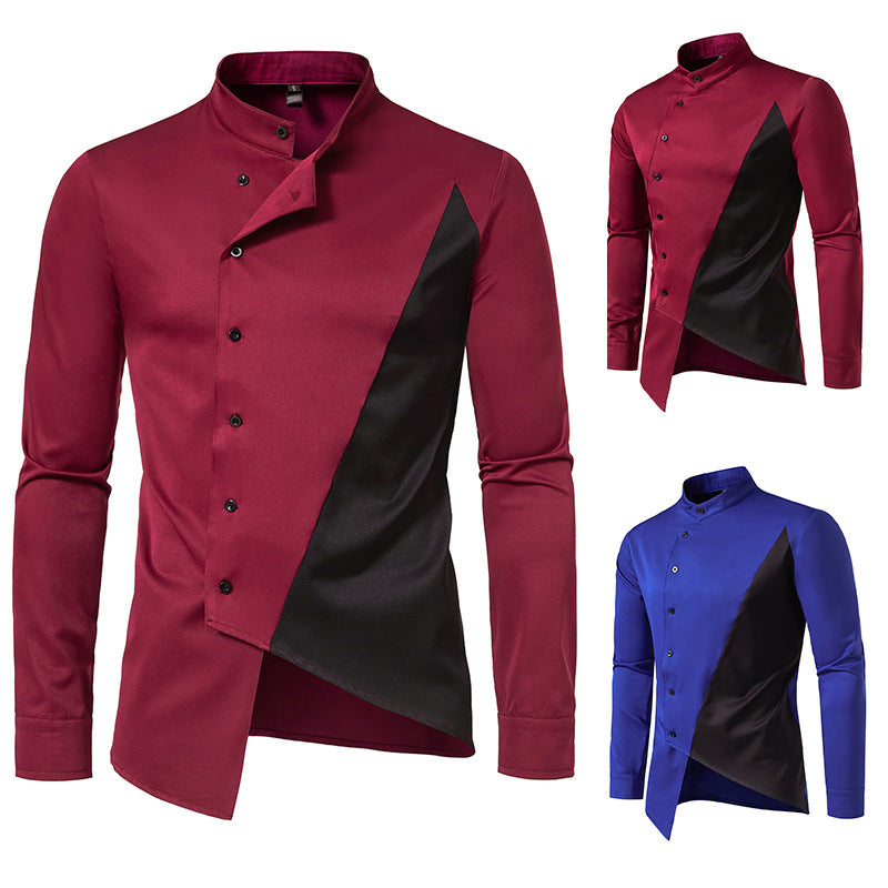 Herrer Modern Asymmetrisk Button-Up Skjorte Stilla