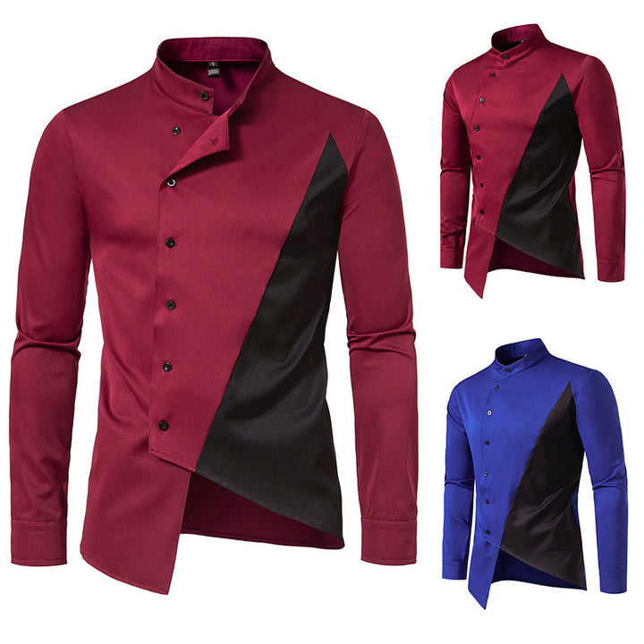 Herrer Modern Asymmetrisk Button-Up Skjorte Stilla