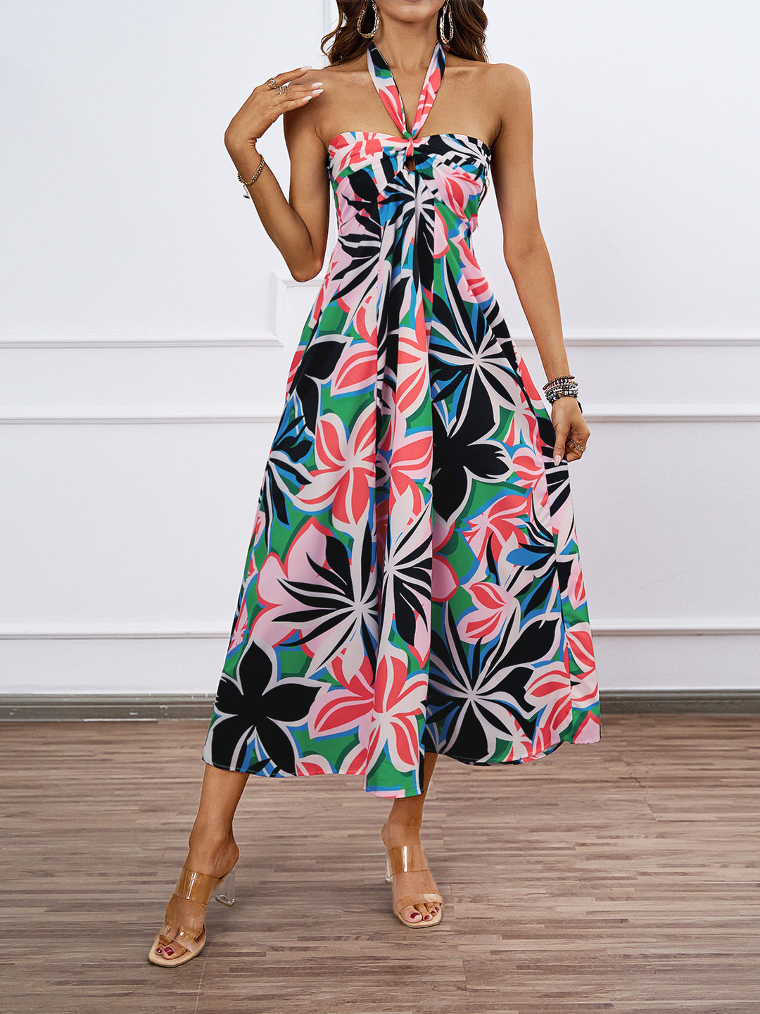Kvinders maxikjole med off-shoulder design og blomstermønster Stilla
