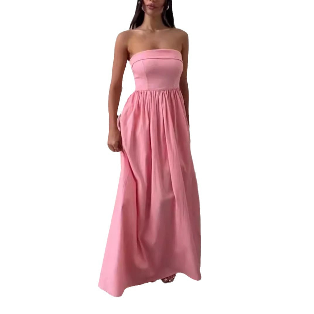 Kvinders elegante bustier maxikjole med flammende skørt