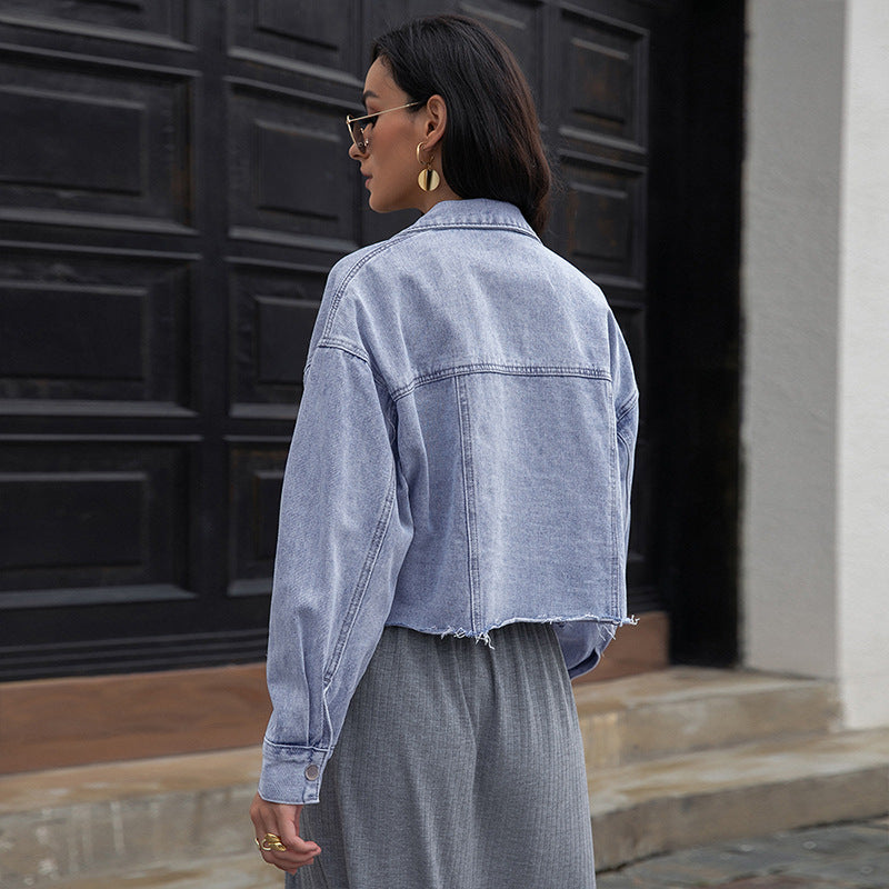 Dame fritid cropped top med afslappet jeansjakke Stilla