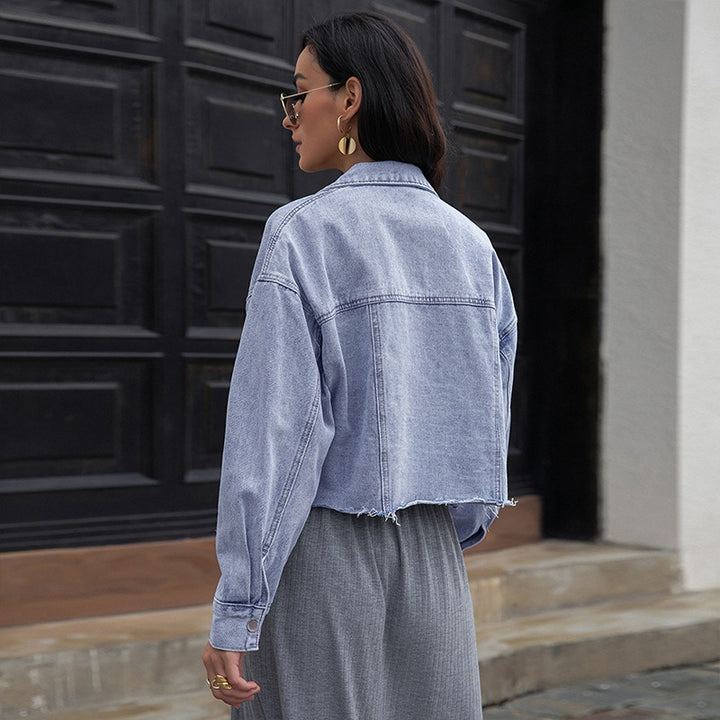 Dame fritid cropped top med afslappet jeansjakke Stilla