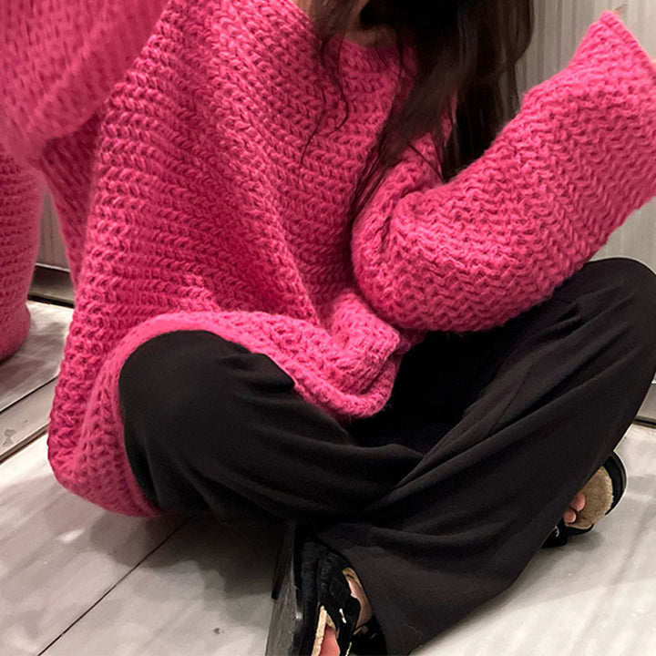 Kvindernes chunky striktrøje med en løs pasform og casual stil Stilla