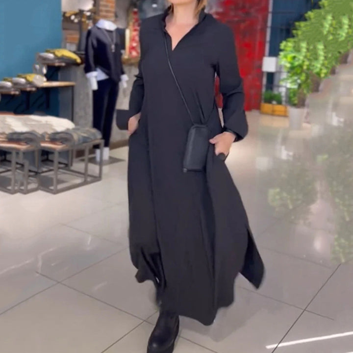 Dame maxikjole med elegant V-hals Stilla