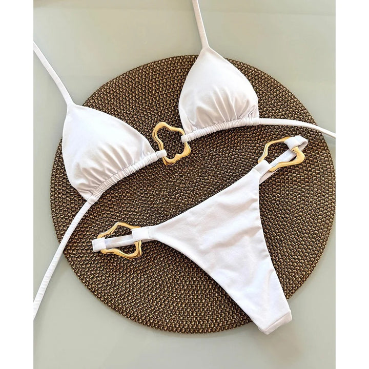 Dame Triangle Bikini Sæt med gyldne detaljer Stilla