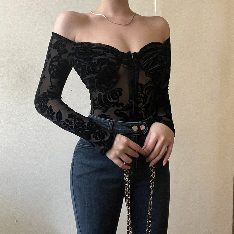 Dame luksuriøs spidsedragt med off-shoulder-design Skovae
