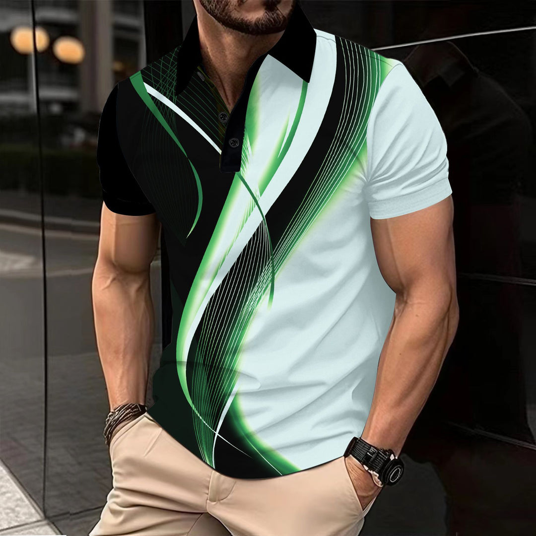 Herrer Poloshirt med moderne grafikdesign Stilla