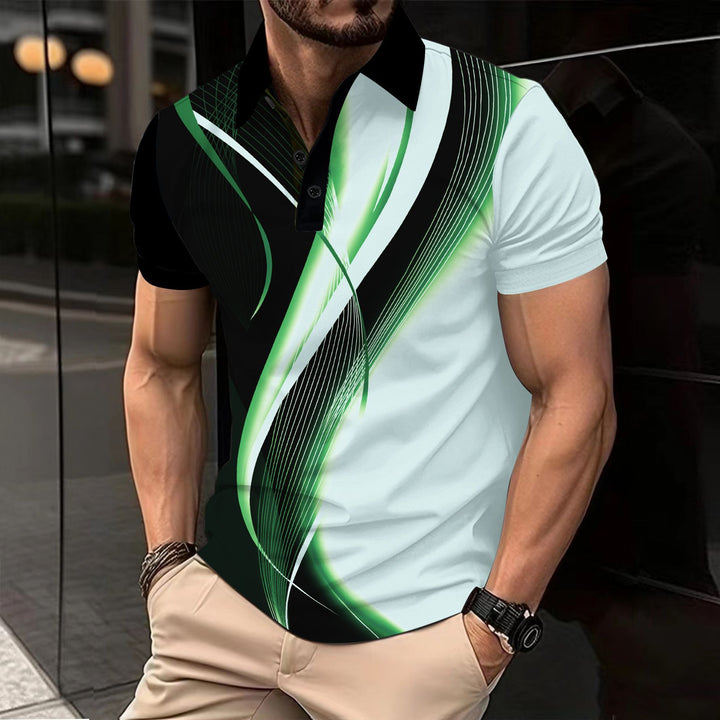 Herrer Poloshirt med moderne grafikdesign Stilla