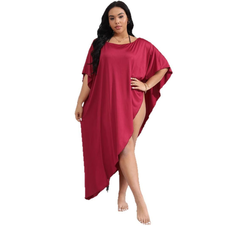 Dame strand tunika med asymmetrisk snit og elegant schlange mønster Stilla