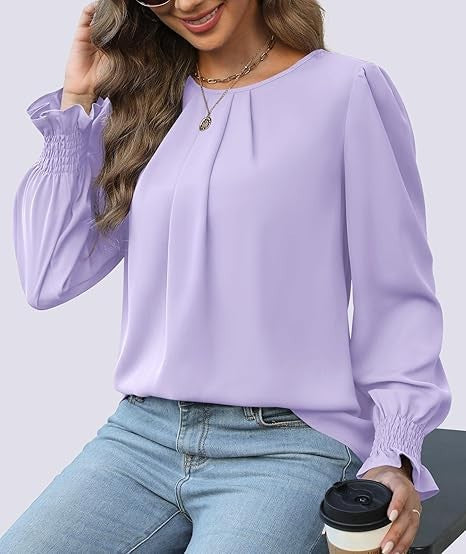 Damer elegant bluse med puffærmer Stilla