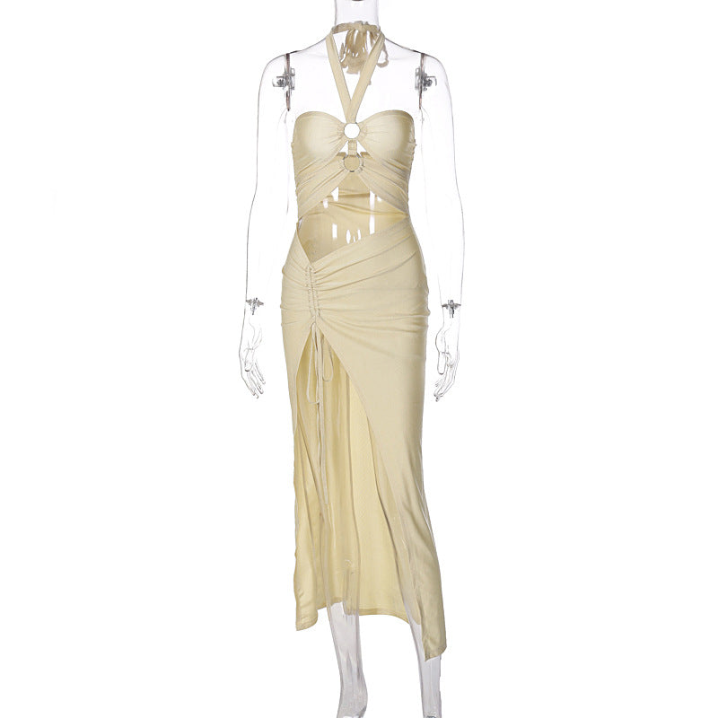 Damer elegant Maxikjole med halterneck og raffineret design Skovae