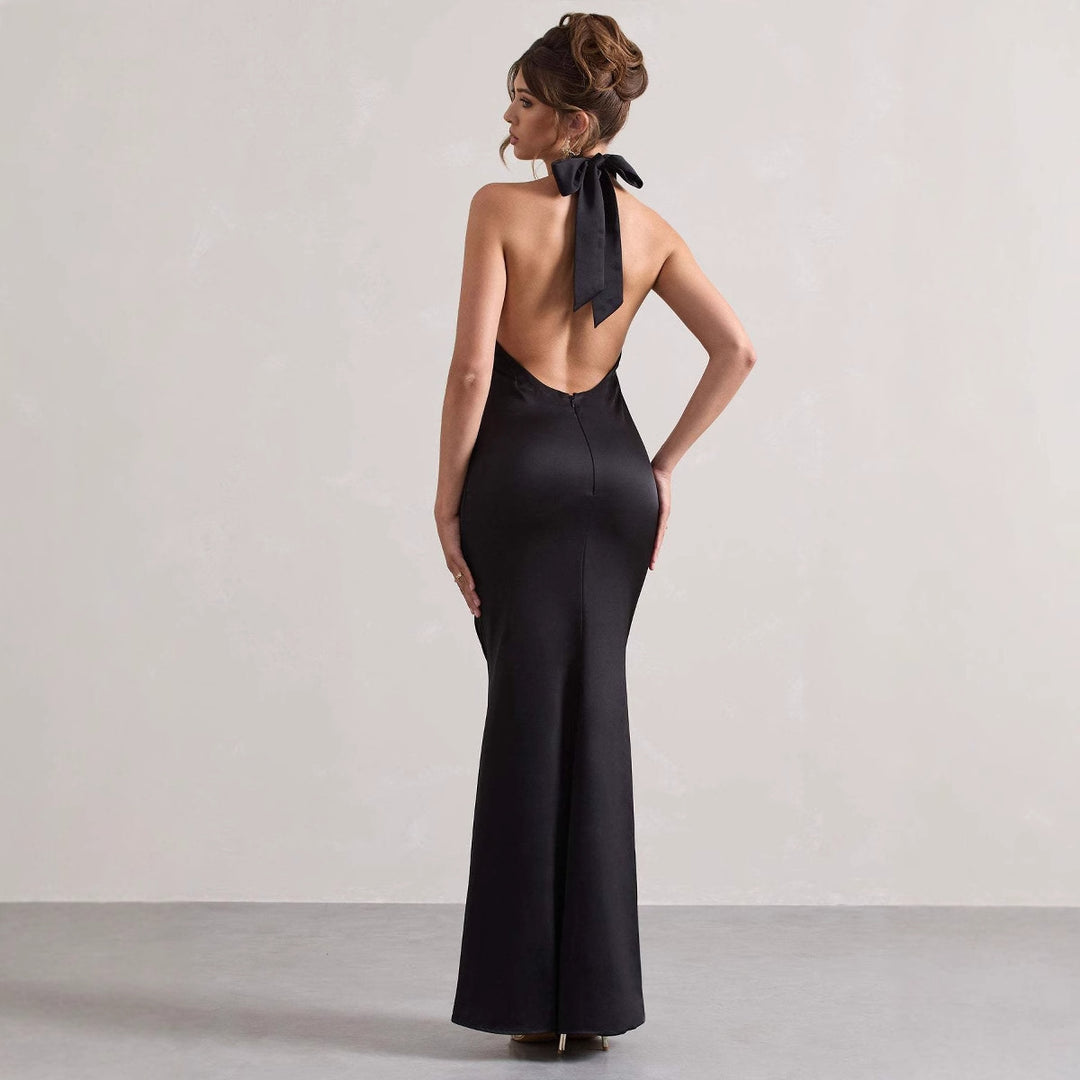 Kvinder Elegant Aftenkjole med Slim Fit og Nakkerem Stilla