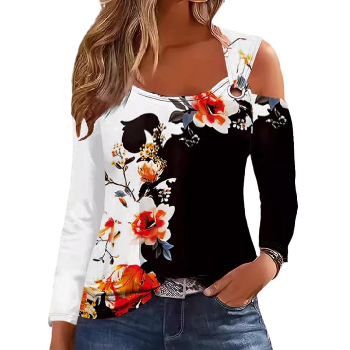 Dame Off-Shoulder Top med moderne Ombre-effekt og dekorativ ringdetalje Stilla