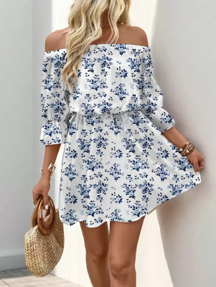Off-Shoulder Floral Mini Kjole til Damer Stilla