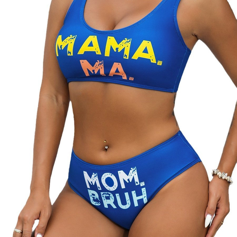 Dame bikini-sæt med kreativt tryk og behagelig crop-top Stilla