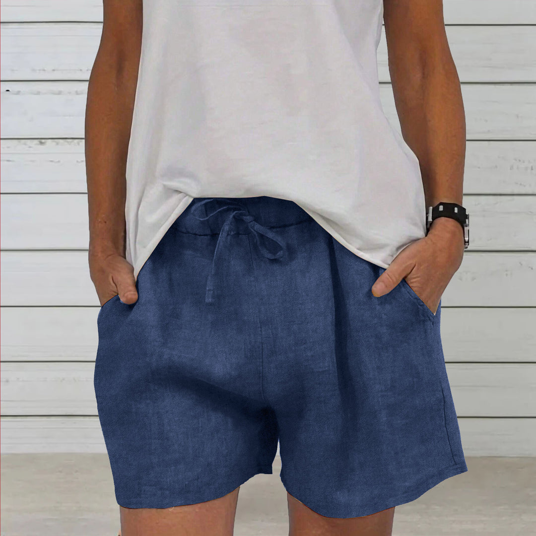 Dame Fritids Linned Shorts Stilla