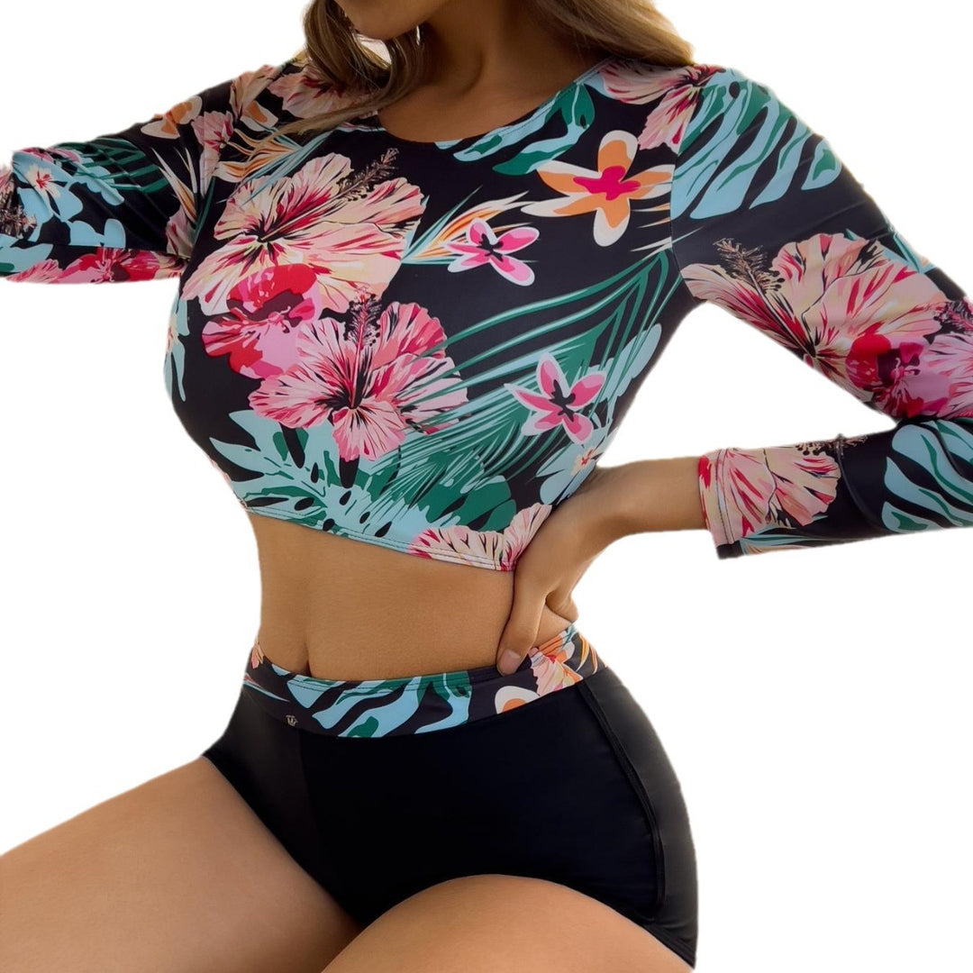 Dame Sporty Langærmet Top med Højtaljede Shorts Stilla