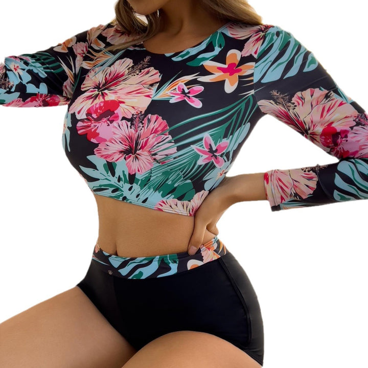 Dame Sporty Langærmet Top med Højtaljede Shorts Stilla