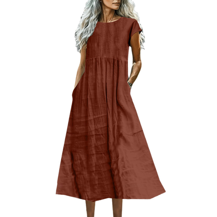 Dame Casual Maxi Kjole med Lomme-Detail Stilla