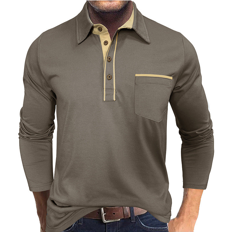 Herre Langærmet Poloshirt med moderne krave Stilla
