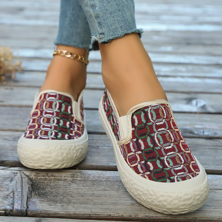 Dame Slip-On Sneakers med moderne geometrisk mønster og elastisk indtræk Stilla