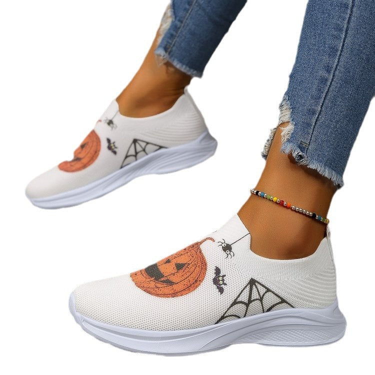 Dame Slip-On Sneakers med Halloween-motiv og åndbart design Stilla