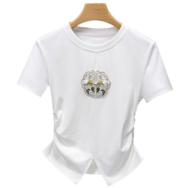 Dame T-shirt med kunstnerisk dekorerede detaljer Stilla