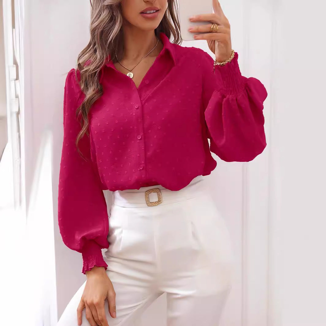 Dame modebluse med puffærmer Stilla