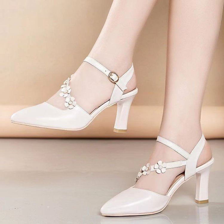 Dame Slingback-pumper med florale accenter og elegant spænde Stilla