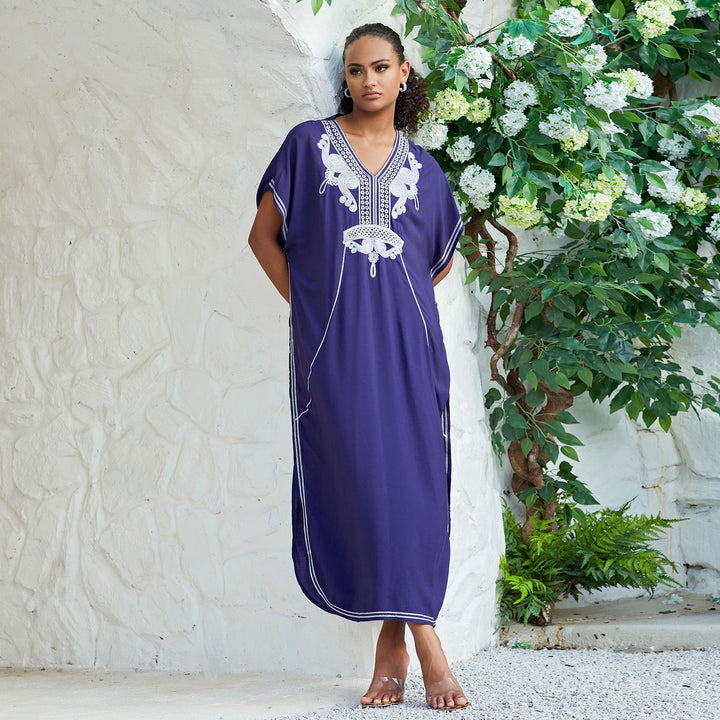 Dame Kaftan-kjole med elegant hækle mønster Stilla