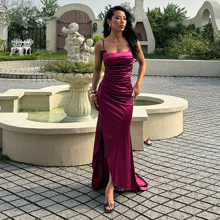 Dames Elegant Maxi Kjole med Sofistikerede Samlingselementer Stilla