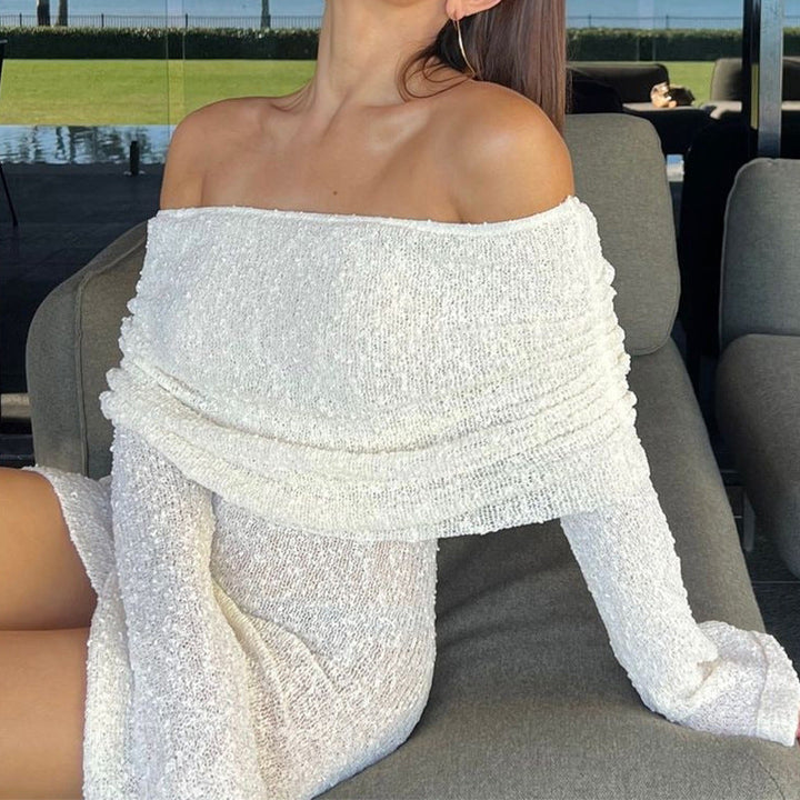 Stilla | Elegant Off-Shoulder Langærmet Kjole