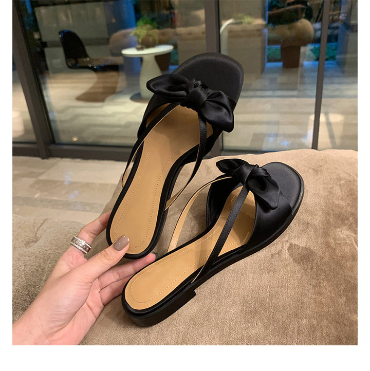 Femme Elegante T-rem Slide Sandaler med Sløjfedetalje Stilla