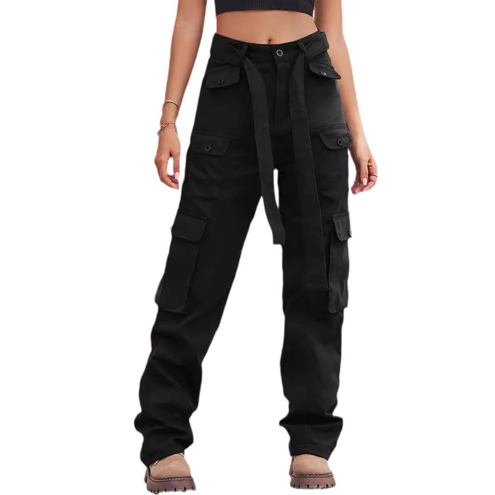 Dame Cargo-bukser med praktiske sidelommer og fashionable bindebånd Stilla