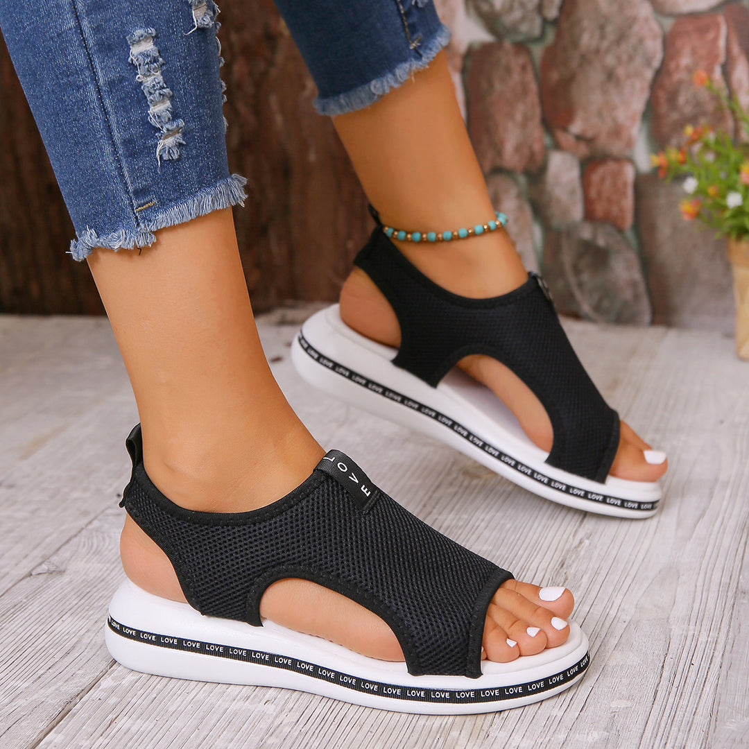 Dame Åndbare Slip-On Sandaler med åben Design Stilla