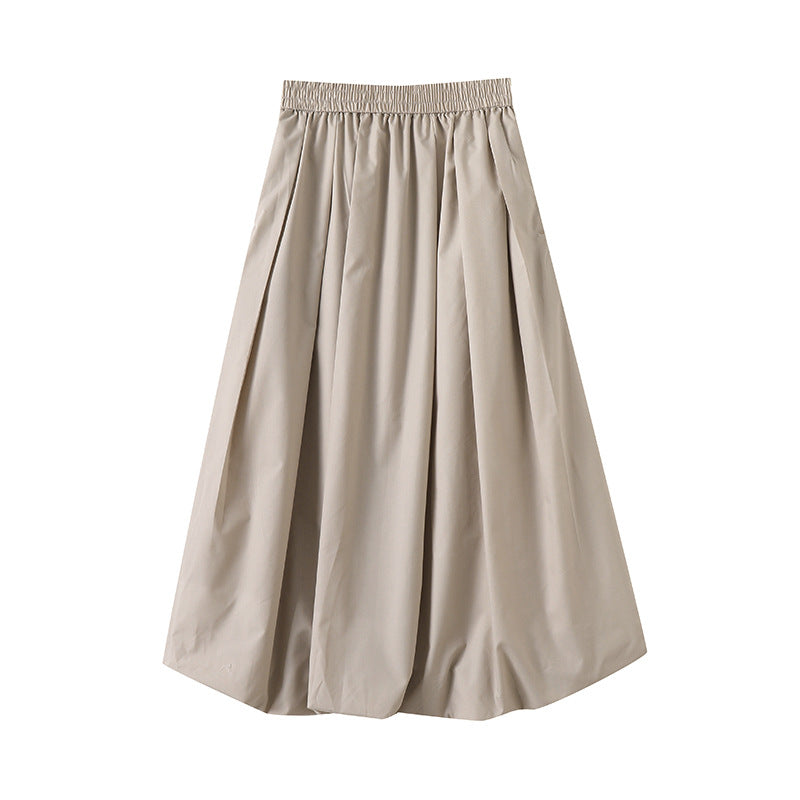 Kvinders elegante midi-nederdel med elastisk talje og voluminøs skæring Stilla