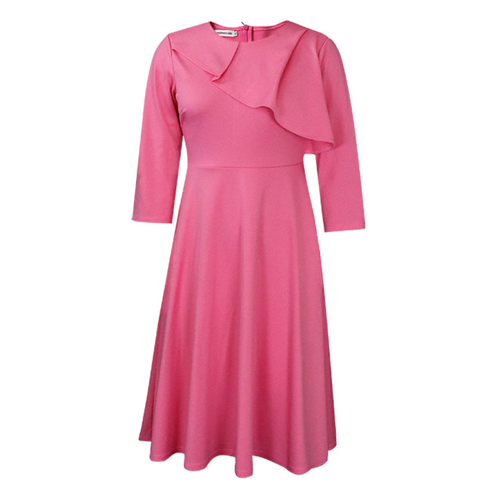 Dame Midi-kjole med elegant draperingsdesign og svajende nederdel Stilla