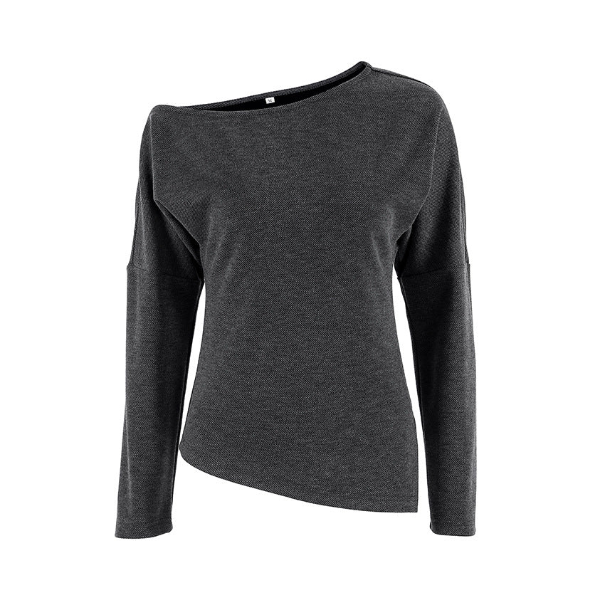 Dame Off-Shoulder Top med asymmetrisk snit og lang ærme Stilla