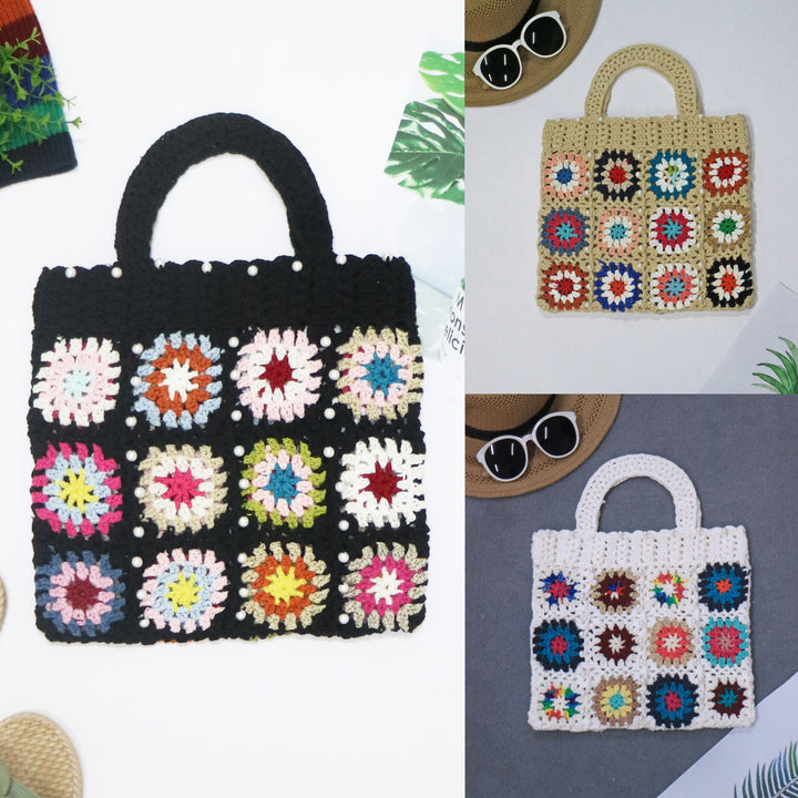 Dame hæklede taske i farverigt Granny-Square-design Stilla