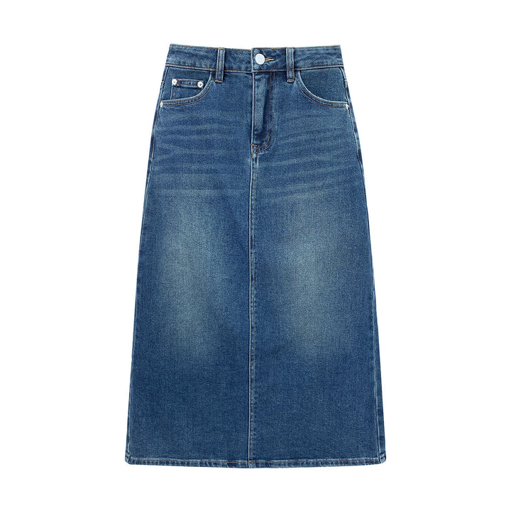 Dame Maxi-Jeansnederdel med høje sidesøl Stilla