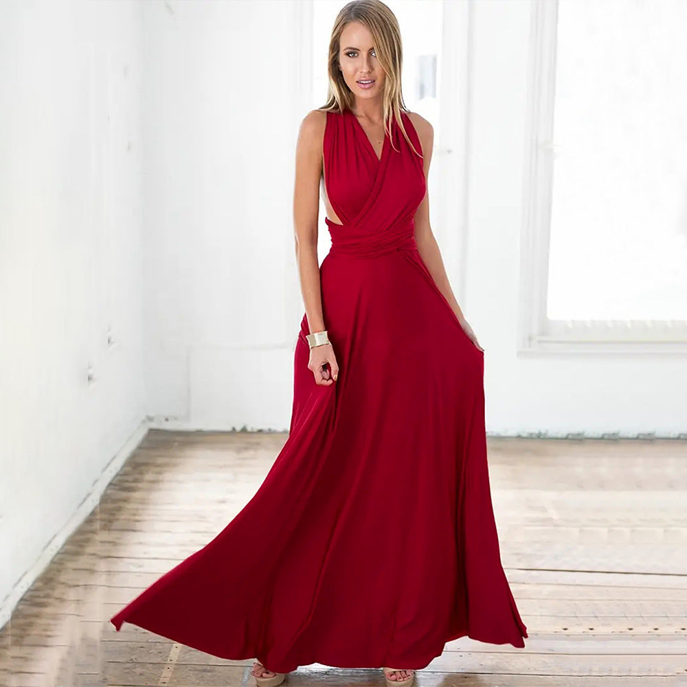 Dame maxikjole med elegant indpakningsdesign og figurformende pasform Stilla
