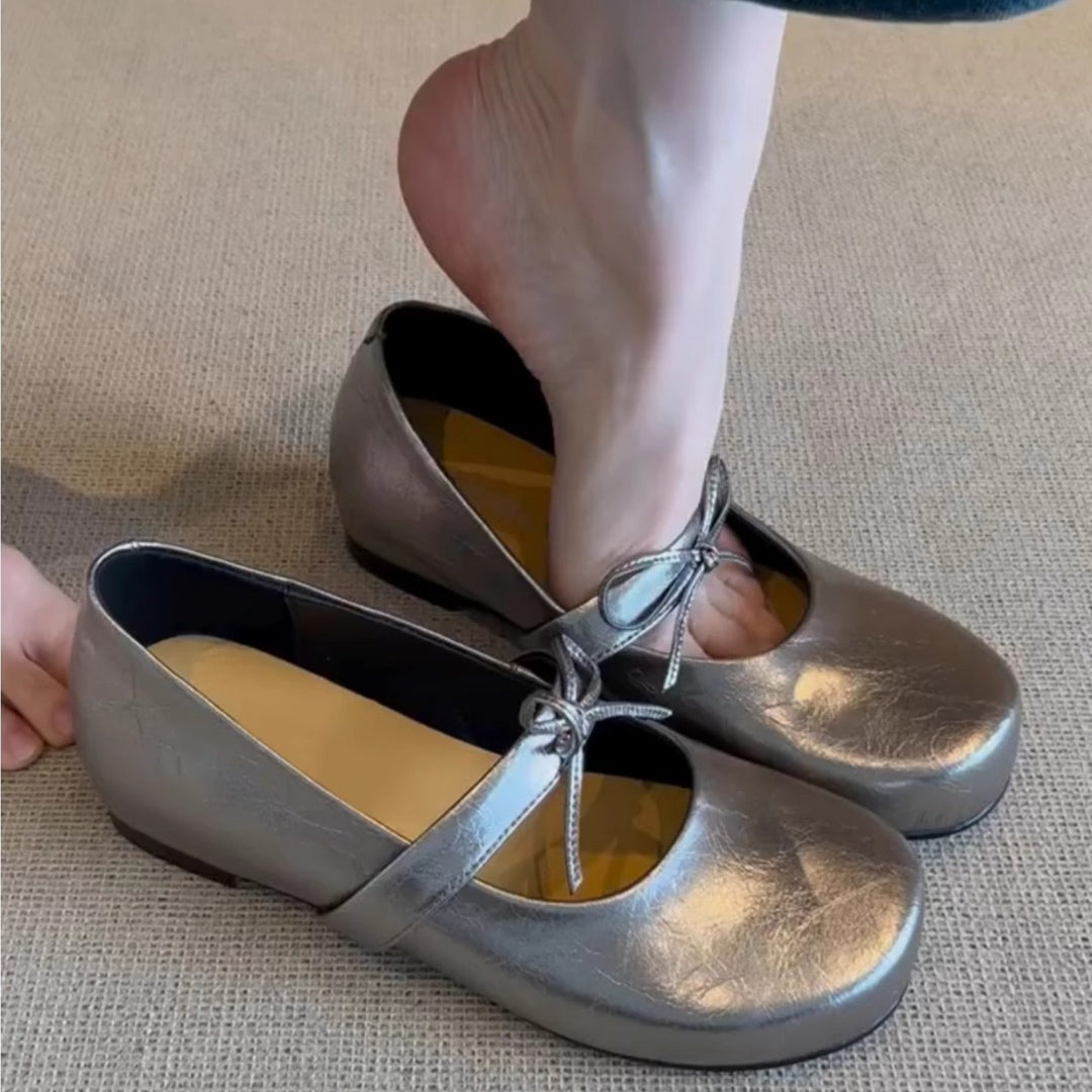 Dame Komfort Mary Jane Ballerinas med justerbar båndsløjfe Stilla