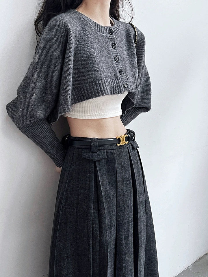 Femme Cropped Knap-Op Trøje Stilla