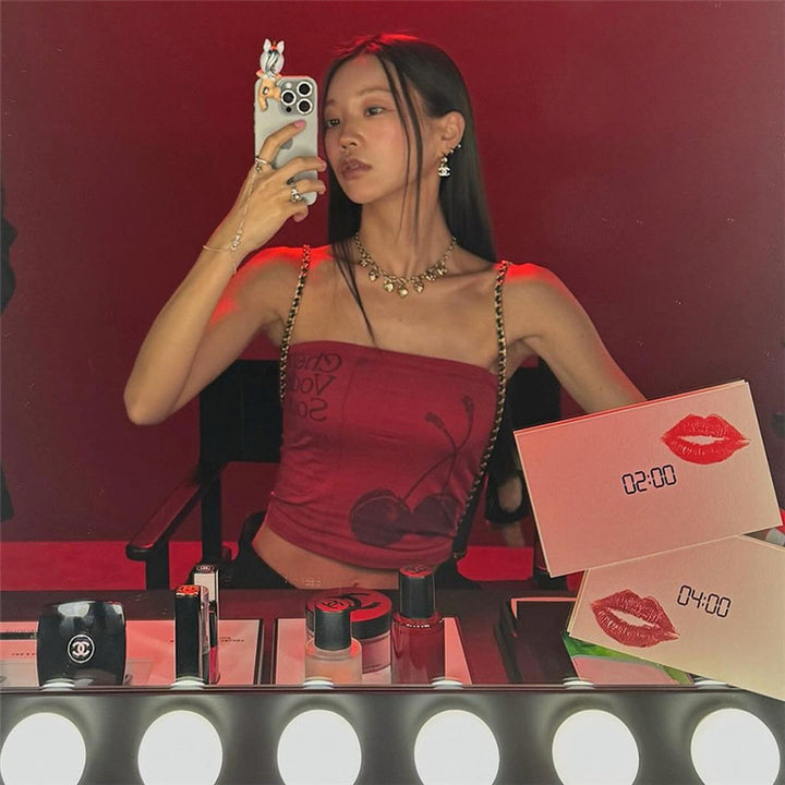 Dame Crop-Top med kreativt print og coolt design Stilla