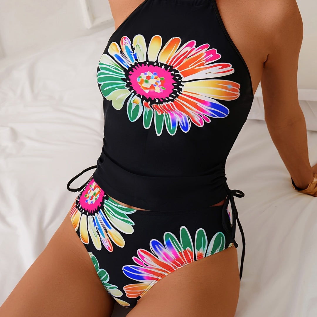 Dame badetop med blomstret design og justerbare stropper Stilla