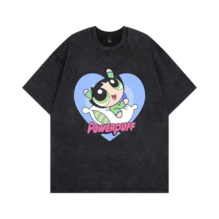 Dame T-shirt med tilpasset Powerpuff Girls grafiktryk Stilla