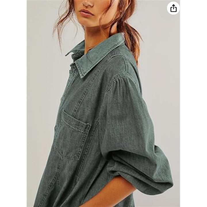 Dame Button-Up Denim Kjole Stilla